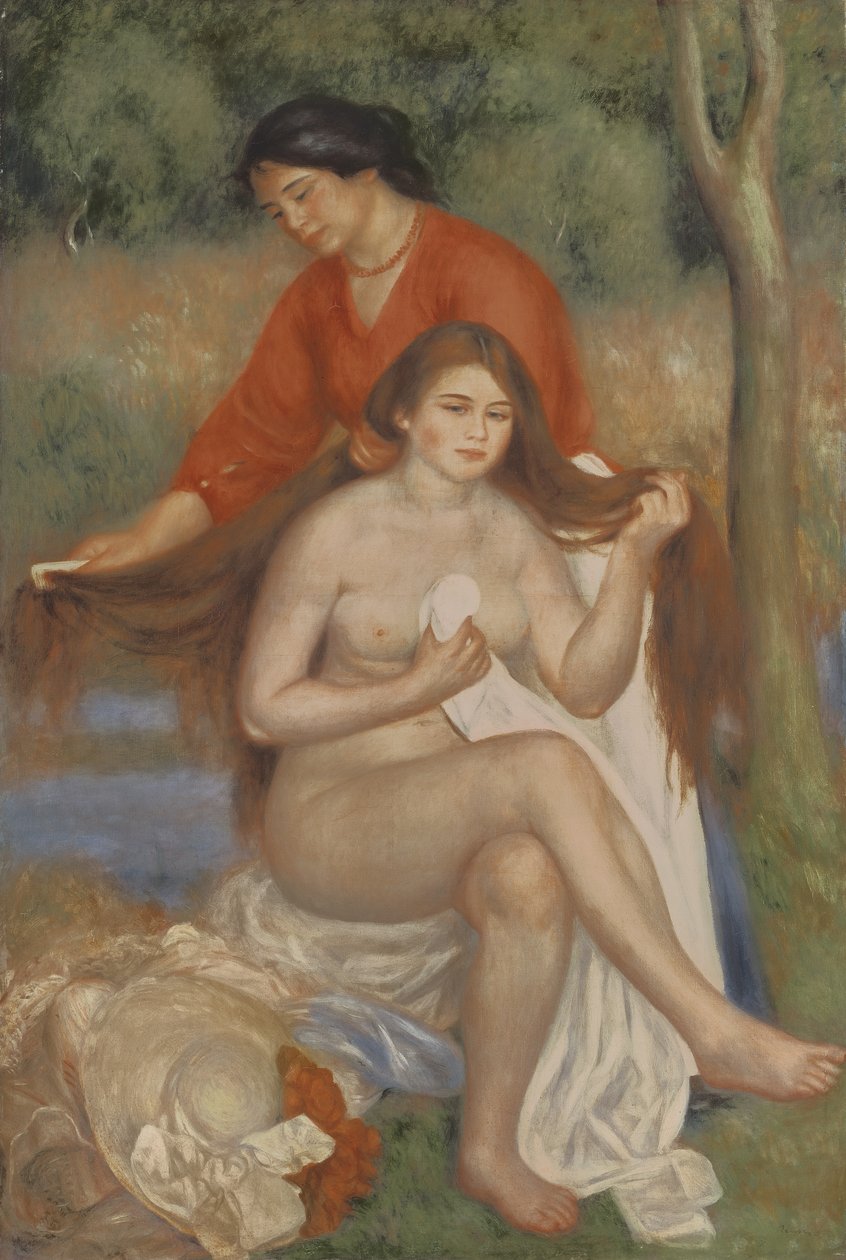 Bader en Dienstmeid, ca. 1900 door Pierre Auguste Renoir