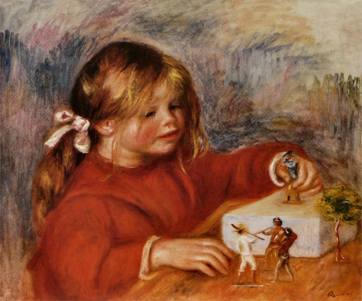 Coco spelend door Pierre Auguste Renoir
