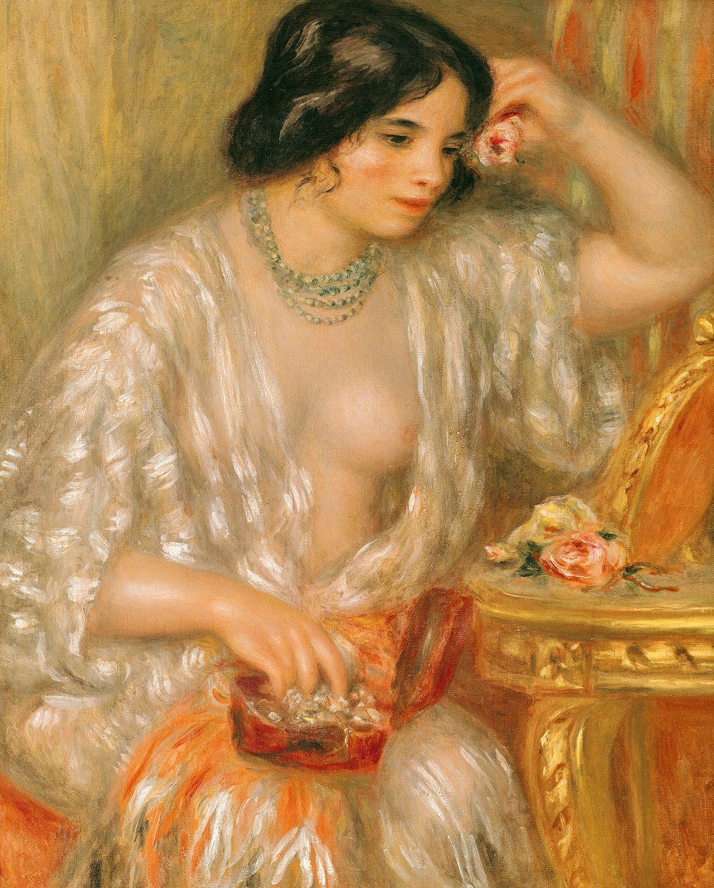 Gabrielle met sieraden, 1910 door Pierre Auguste Renoir