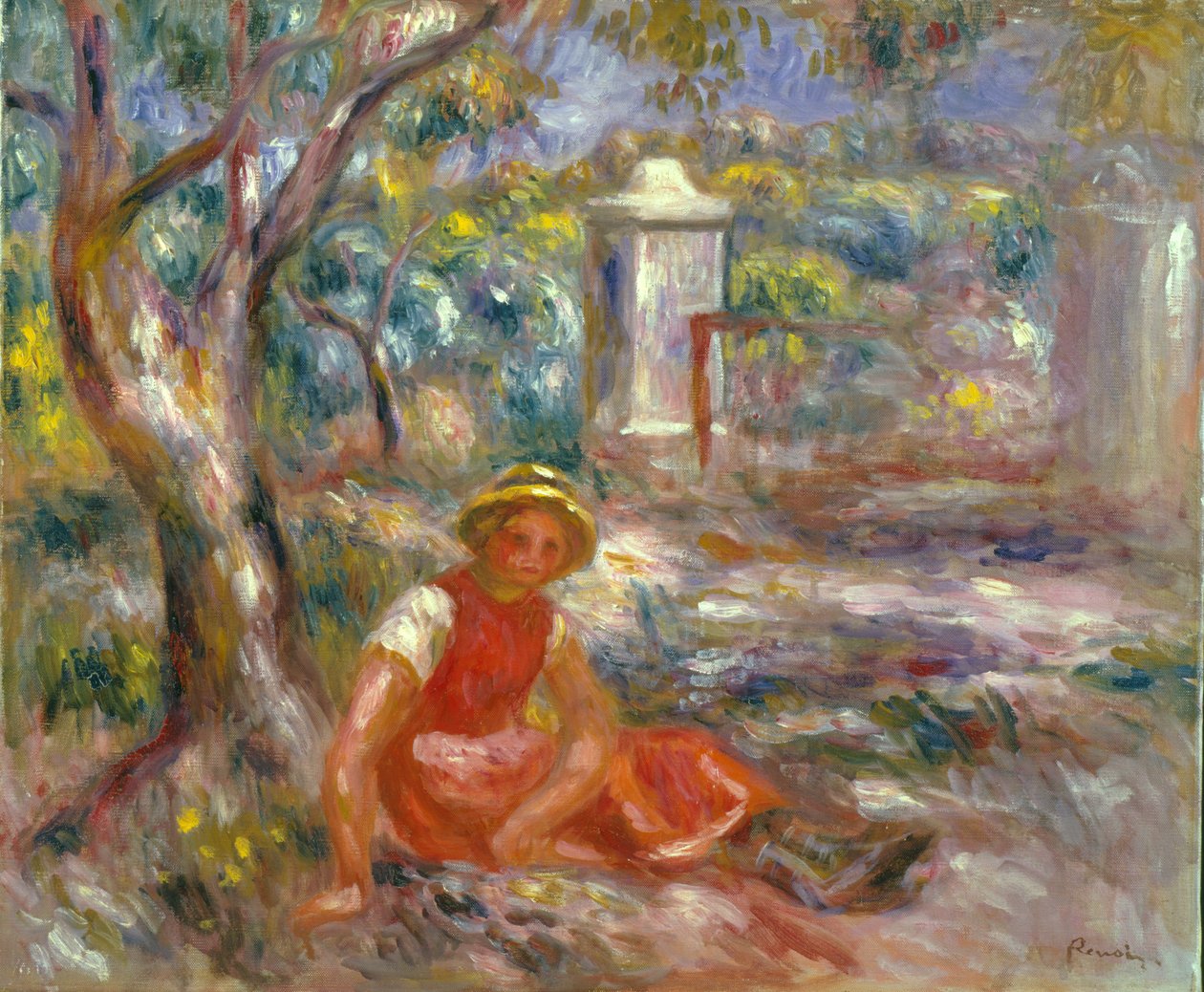 Meisje bij poort, c.1914 door Pierre Auguste Renoir