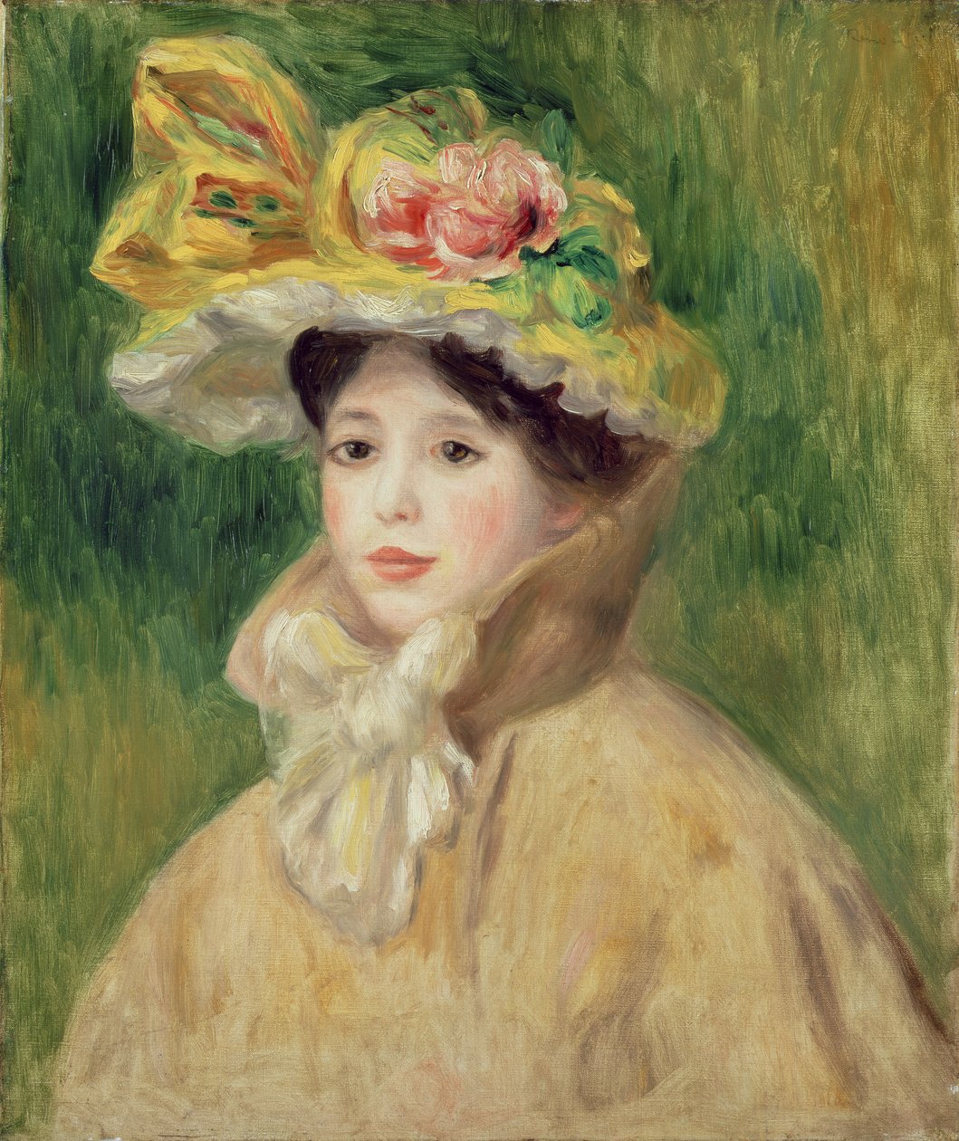 Meisje met gele cape, 1901 door Pierre Auguste Renoir