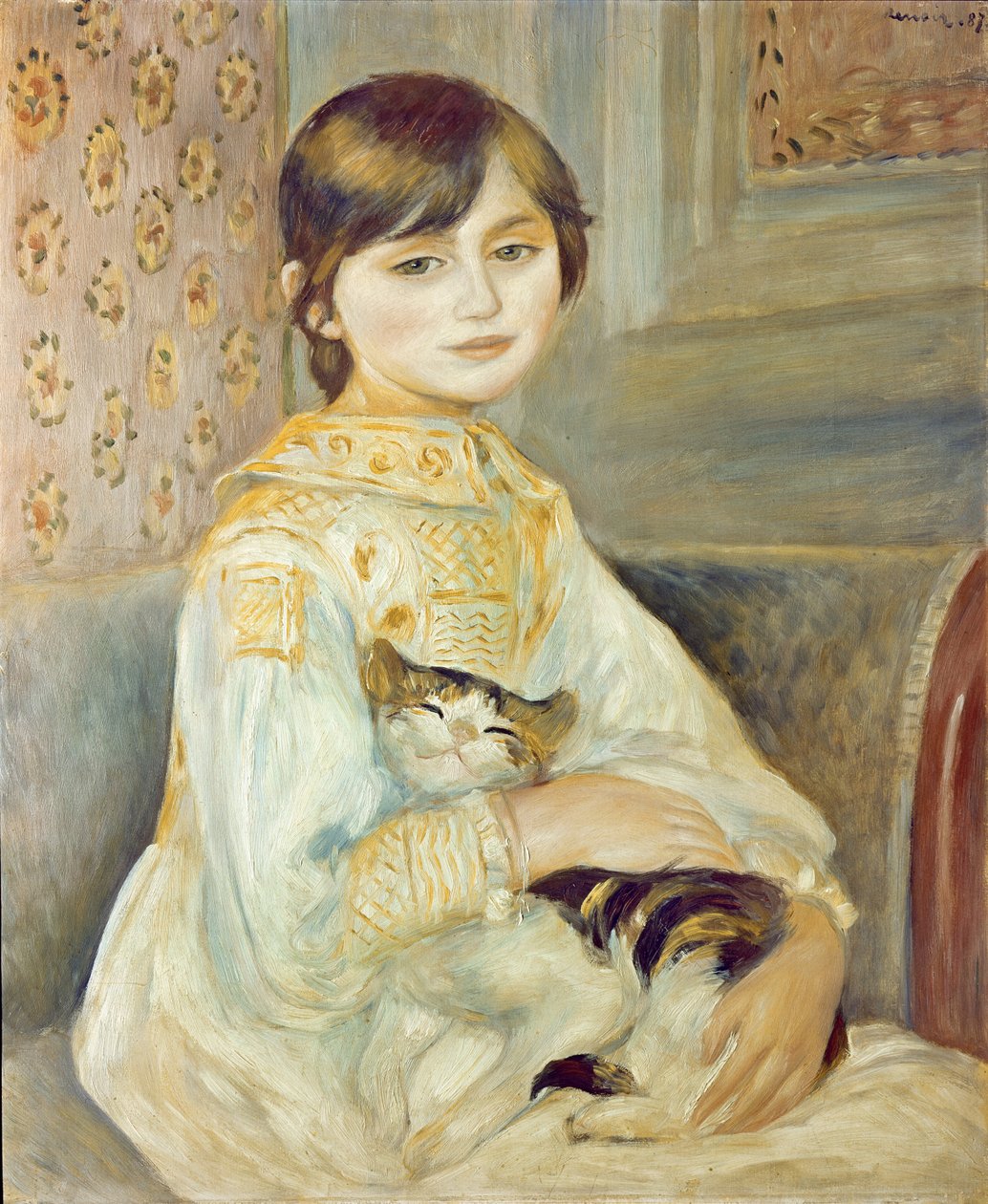 Julie Manet met Kat door Pierre Auguste Renoir