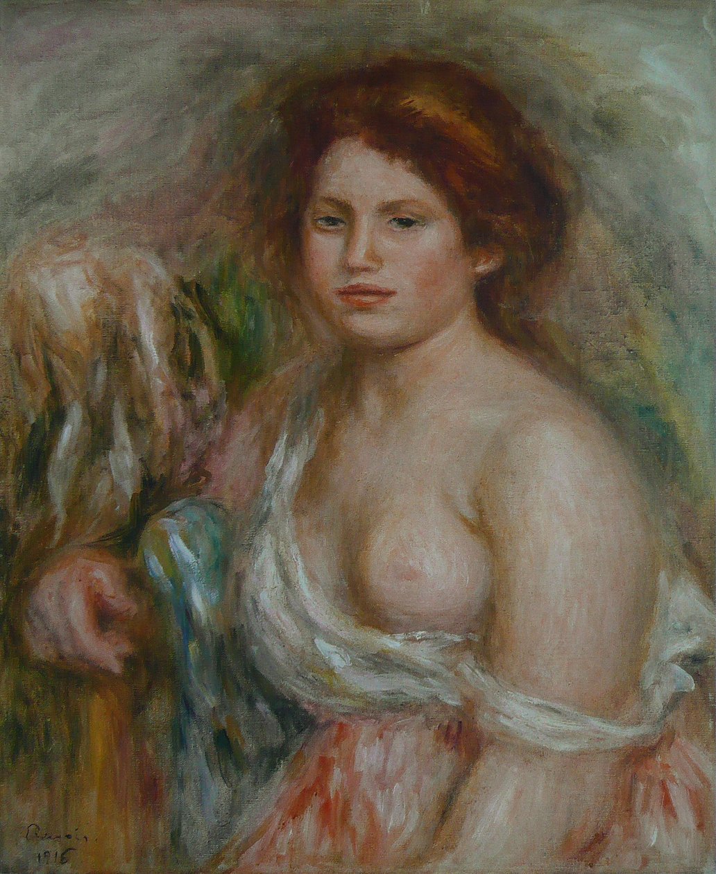 Portret van model in buste door Pierre Auguste Renoir