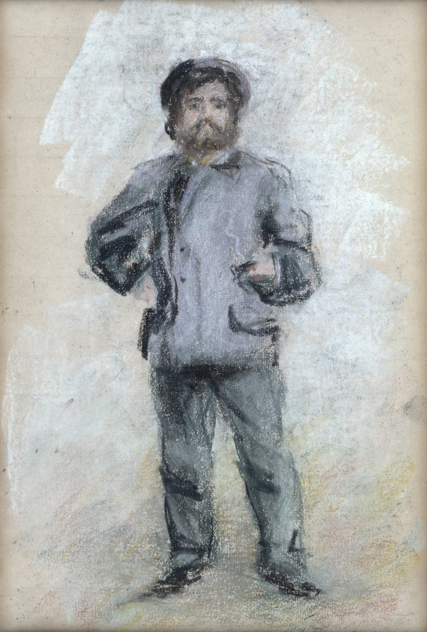 Portret van Claude Monet (1840-1926) staand, 1875 door Pierre Auguste Renoir