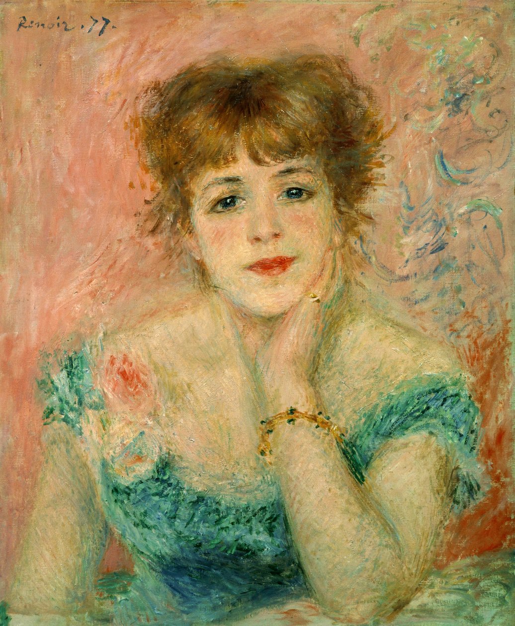 Portret van de actrice Jeanne Samary, 1877 (studie) door Pierre Auguste Renoir