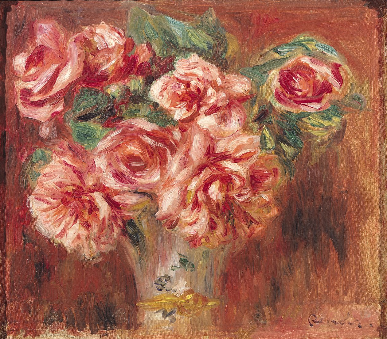 Rozen in een vaas door Pierre Auguste Renoir