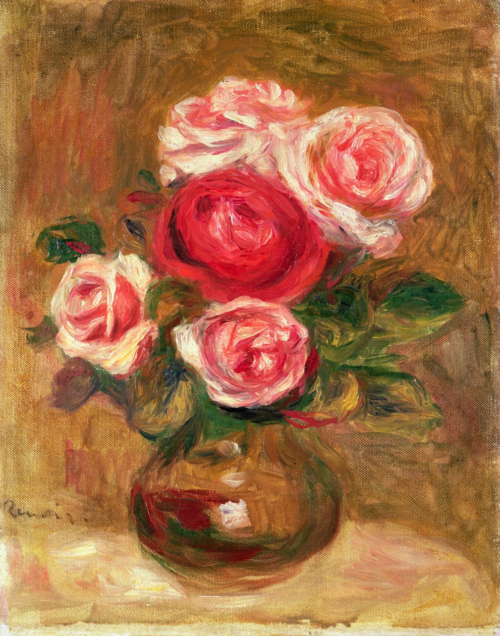 Rozen in een pot door Pierre Auguste Renoir