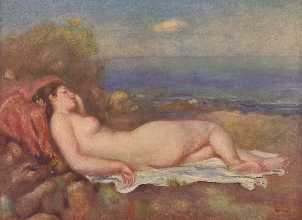 Slapend aan zee door Pierre Auguste Renoir