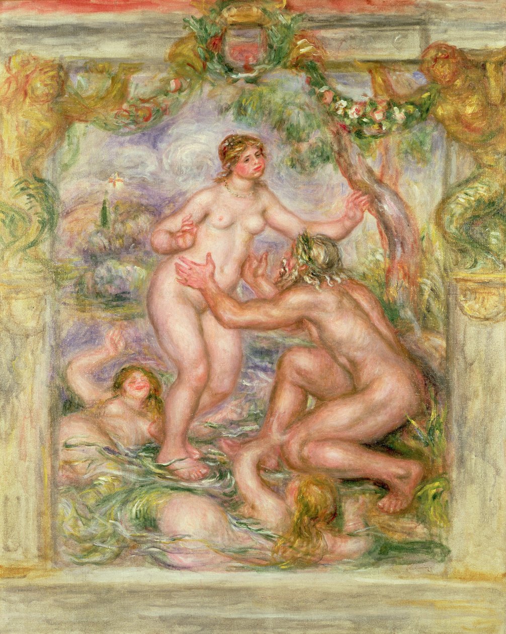De Saone stroomt in de armen van de Rhone, 1915 door Pierre Auguste Renoir