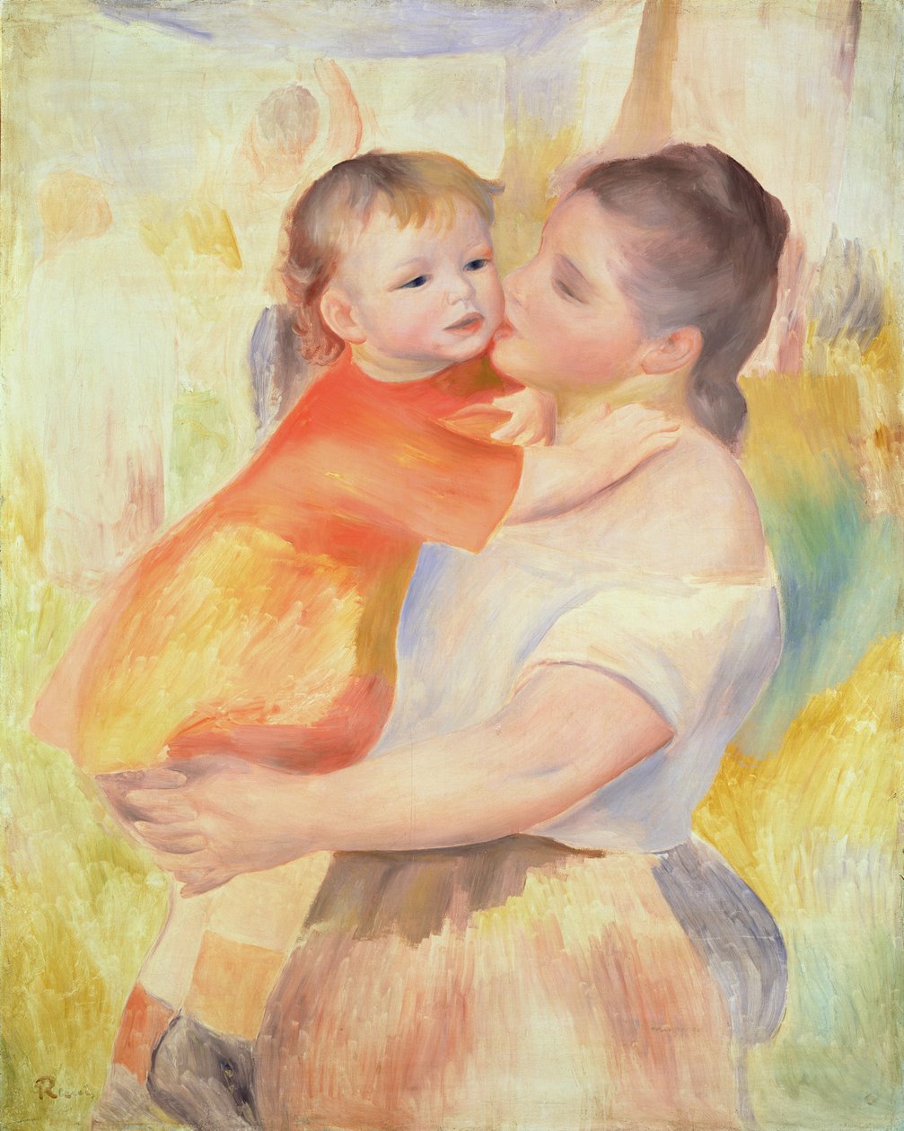 Wasserijvrouw en Kind, 1887 door Pierre Auguste Renoir