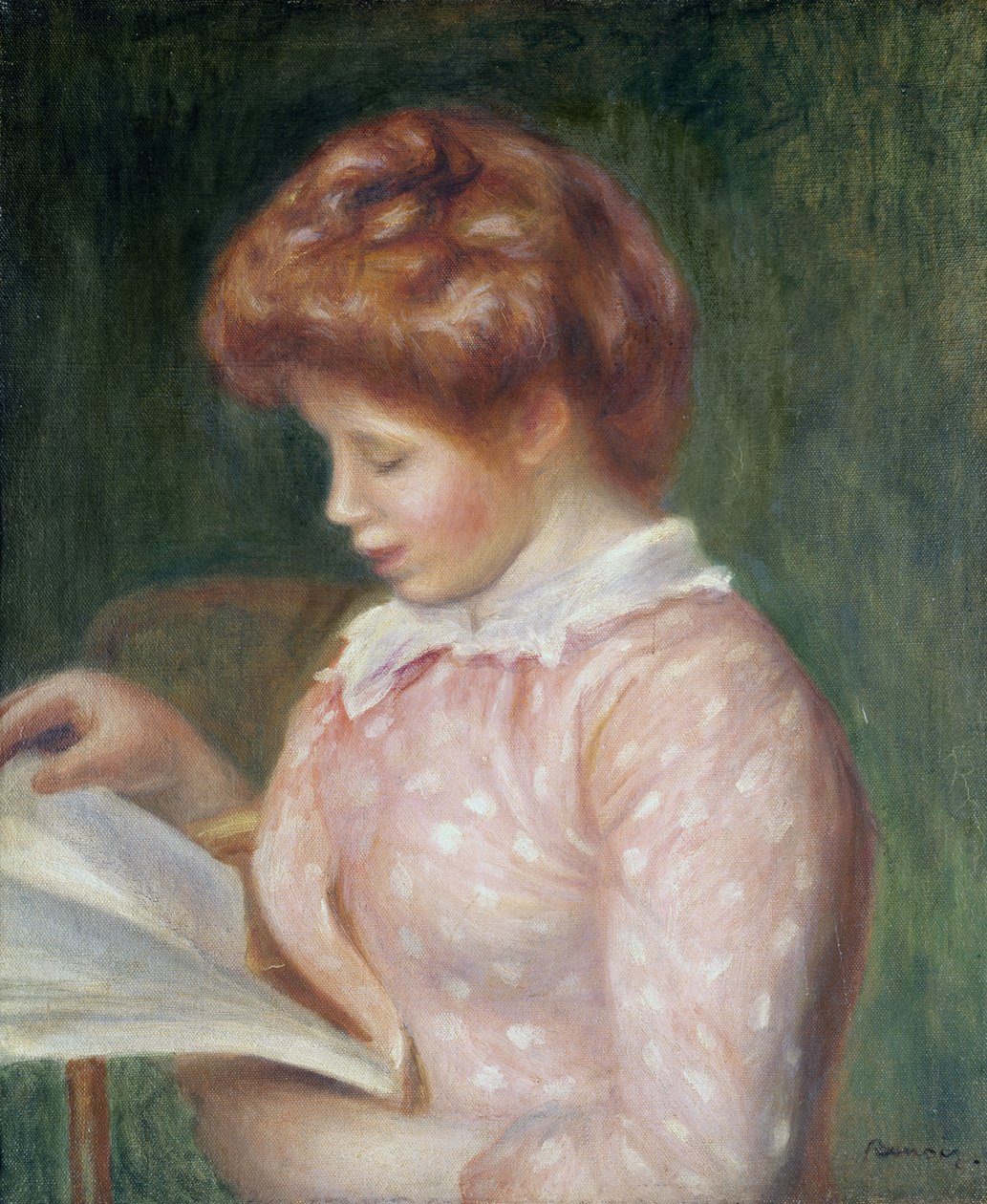 Jong meisje lezend door Pierre Auguste Renoir