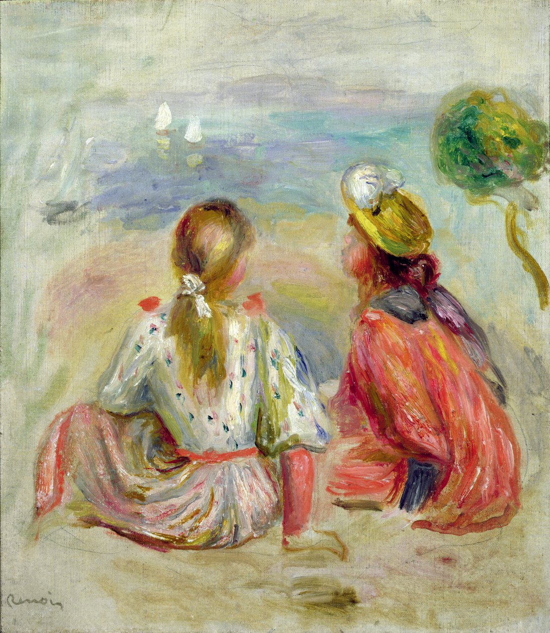 Jonge meisjes op het strand, ca. 1898 door Pierre Auguste Renoir