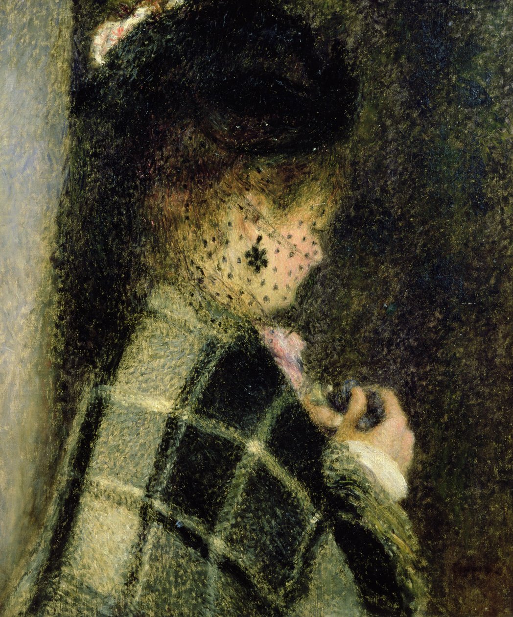 Jonge vrouw met een kleine sluier, c.1875 door Pierre Auguste Renoir