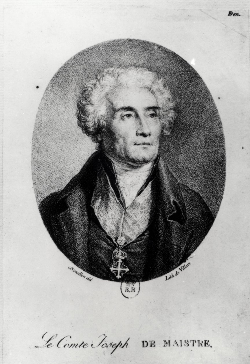 Portret van Graaf Joseph de Maistre (1753-1821), gegraveerd door Francois le Villain door Pierre Bouillon