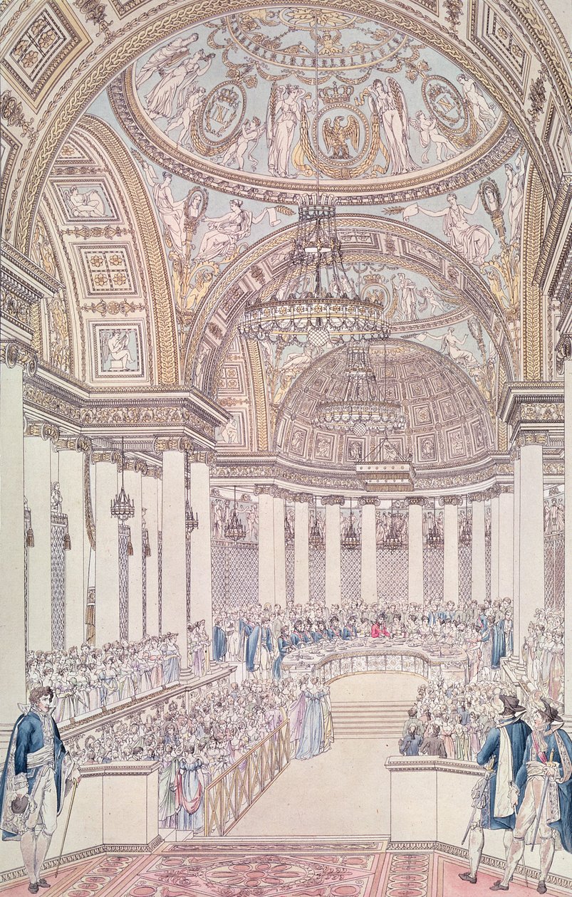 Keizerlijk Banket in de Grote Salon van het Tuilerieënpaleis ter Gelegenheid van het Huwelijk van Napoleon I (1769-1821) en Marie-Louise (1791-1847) van Oostenrijk, 2 april 1810, gegraveerd door Charles Norma door Pierre Francois Leonard Fontaine
