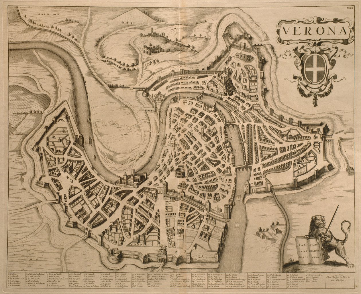 Kaart van Verona, uit 