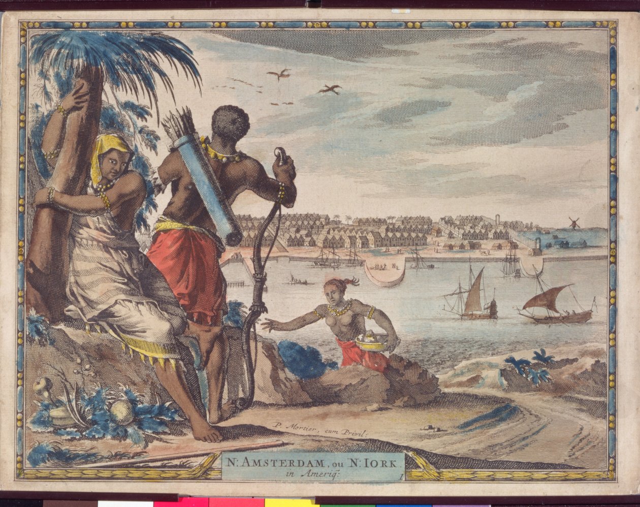 Nieuw Amsterdam of New York in Amerika, c.1700 door Pierre Mortier