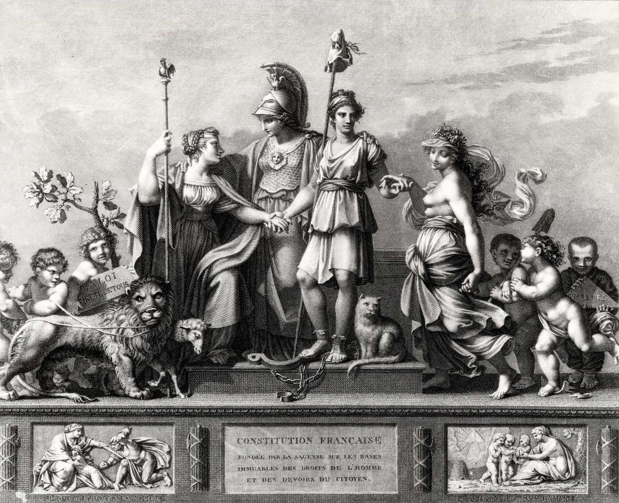 De Franse Grondwet, gegraveerd door Jacques Louis Copia (1764-99) door Pierre Paul Prudhon