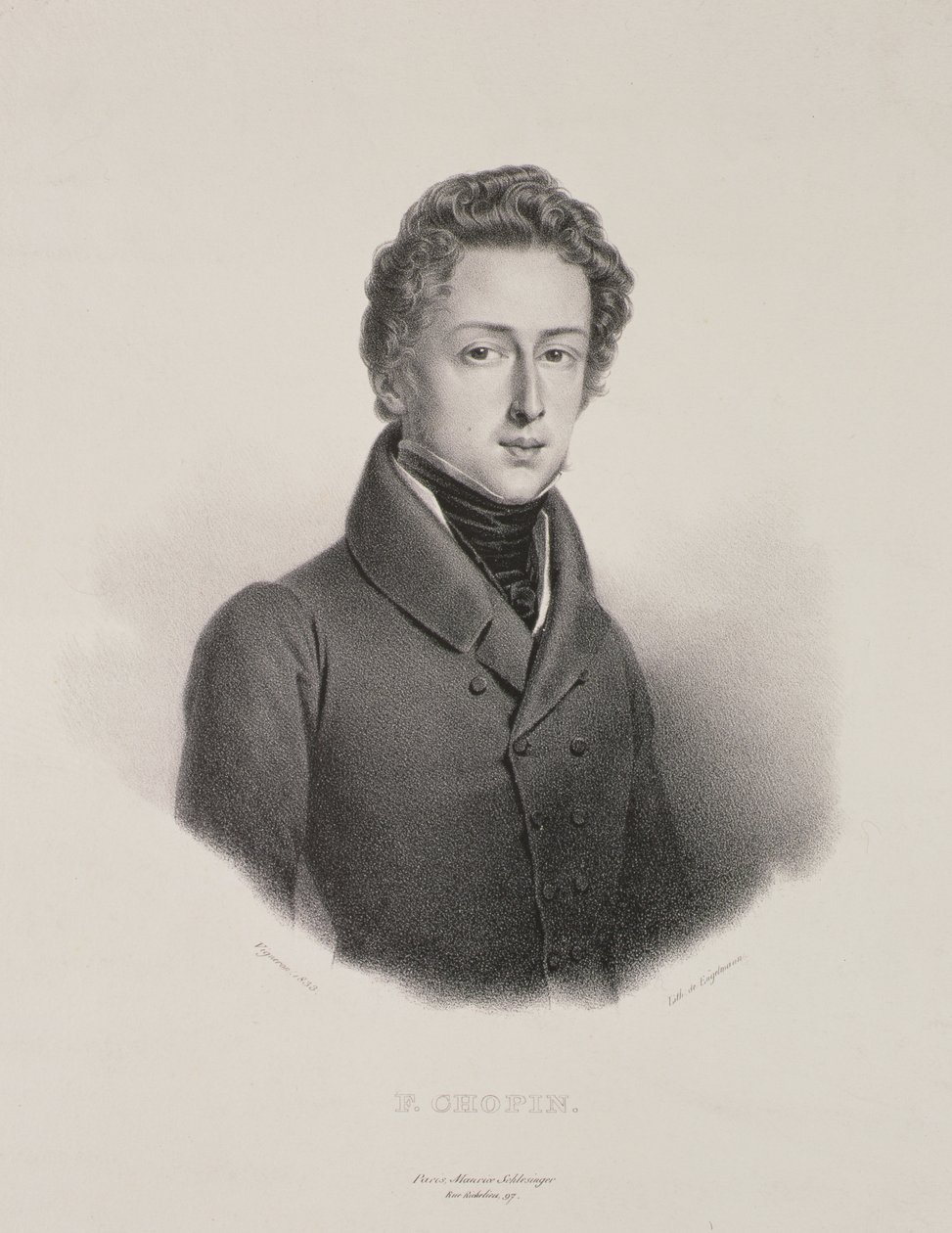 Frederic Chopin (1810-49) gegraveerd door Gottfried Engelmann (1788-1839) 1833 door Pierre Roch Vigneron