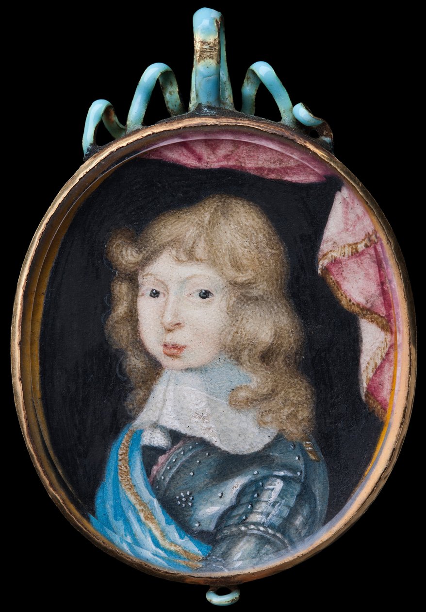 Miniatuurportret van Karel XI, koning van Zweden 1660-1697, als kind door Pierre Signac