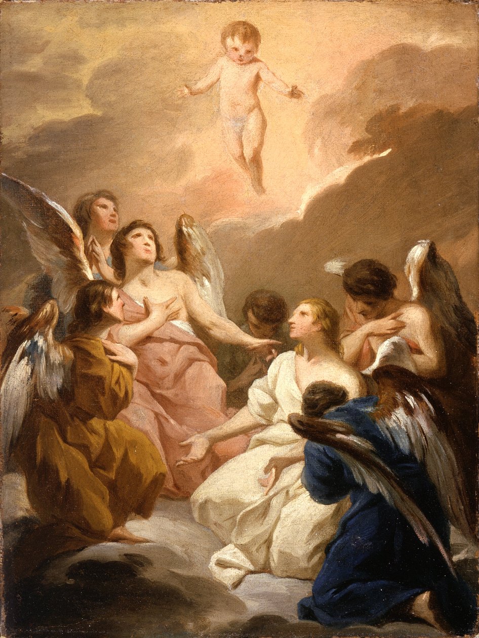 Zeven Engelen die het Christuskind aanbidden, ca. 1730-40 door Pierre Subleyras