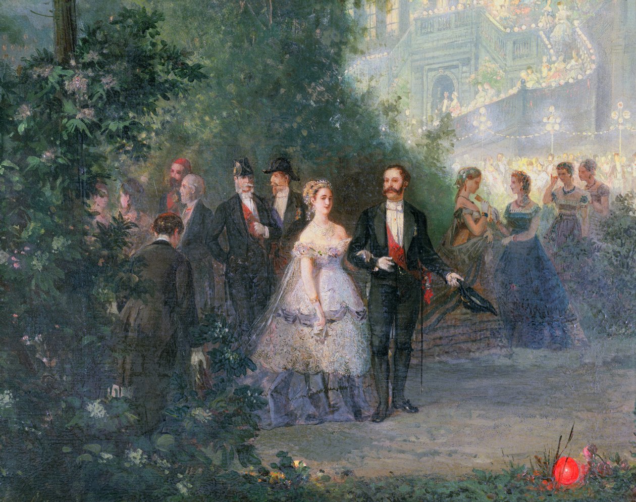 Avondfeest in de Tuilerieën, 10 juni 1867 (detail) door Pierre Tetar van Elven