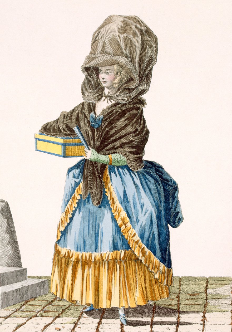 Een marktvrouw die haar waren verkoopt, gegraveerd door Dupin, plaat nr. 5 uit 