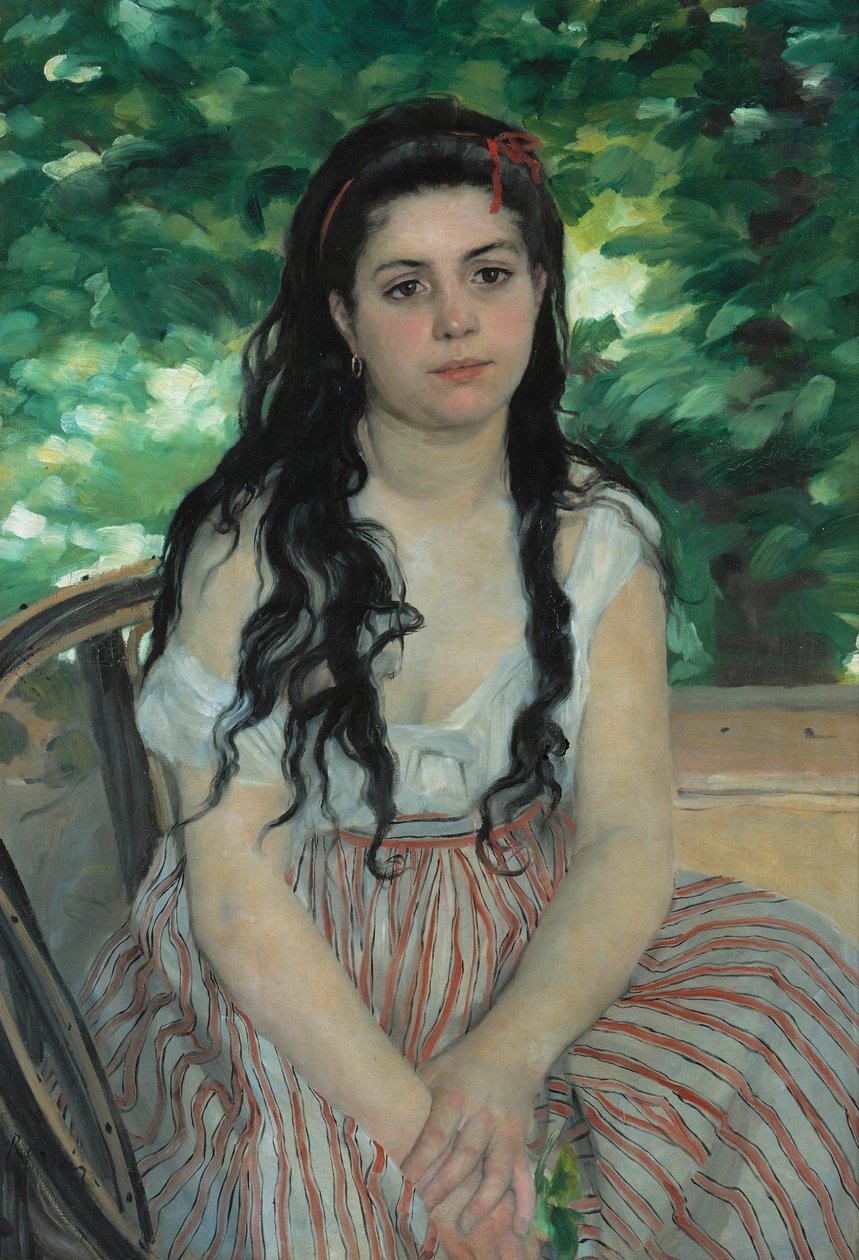 In de zomer - De zigeunerin door Pierre Auguste Renoir