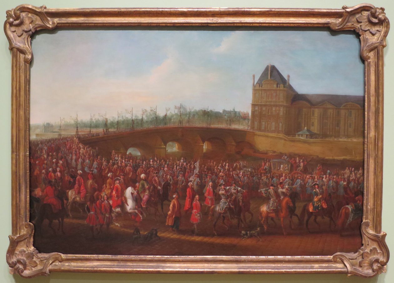 De Turkse gezant Mehmet Efendi verlaat na de audiëntie bij de Franse koning Lodewijk XV in 1721 de Tuilerieëntuin in Parijs door Pierre Denis Martin