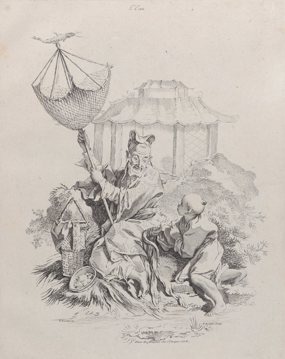 Water, uit De Vier Elementen, 1738-49 door Pierre Alexandre Aveline