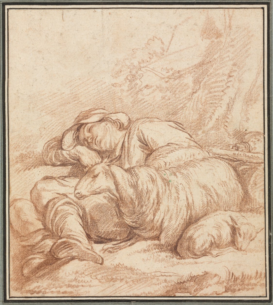 Een slapende herder door Pierre Alexandre Wille