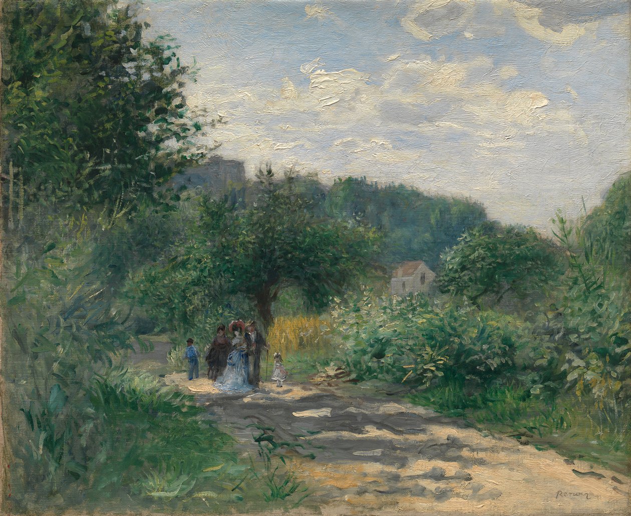 Een weg in Louveciennes door Pierre Auguste Renoir