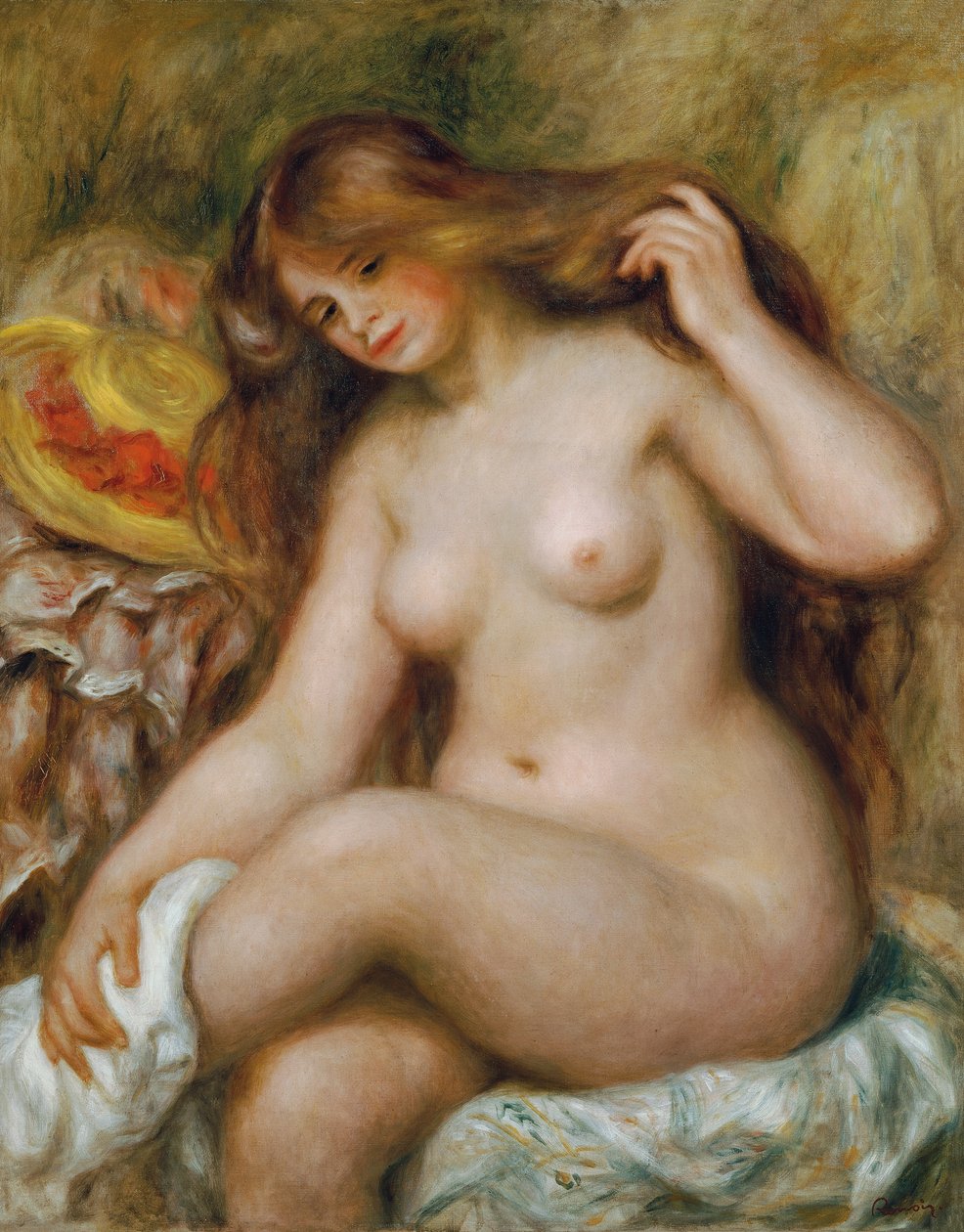 Bader met blond, los haar door Pierre Auguste Renoir
