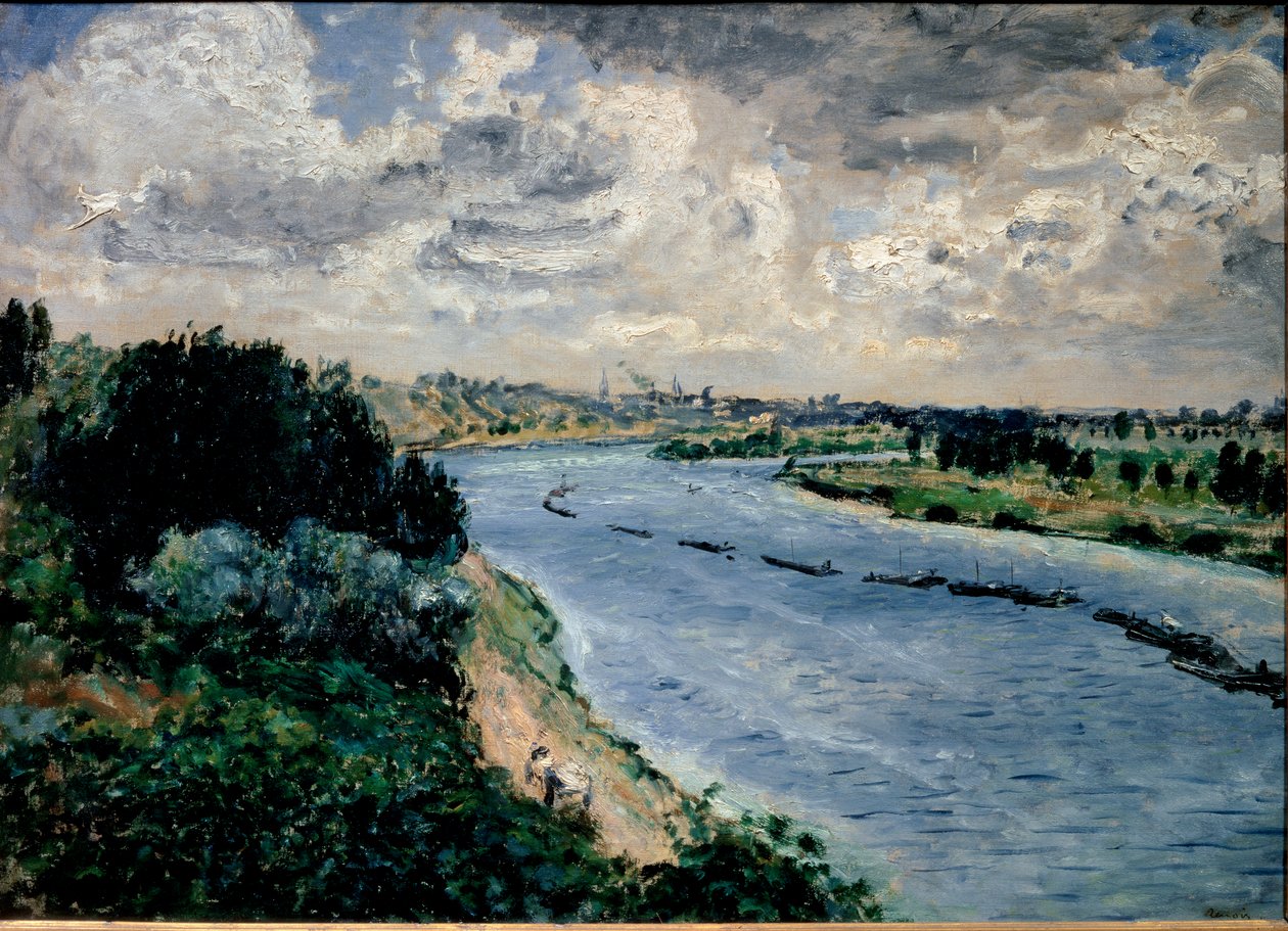 Barges op de Seine door Pierre Auguste Renoir