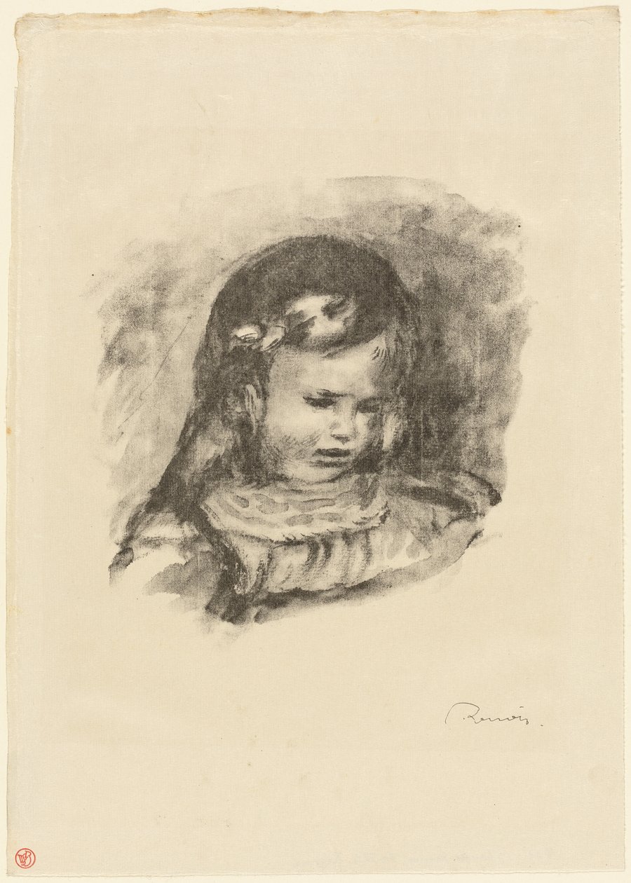 Claude Renoir, hoofd gebogen door Pierre Auguste Renoir