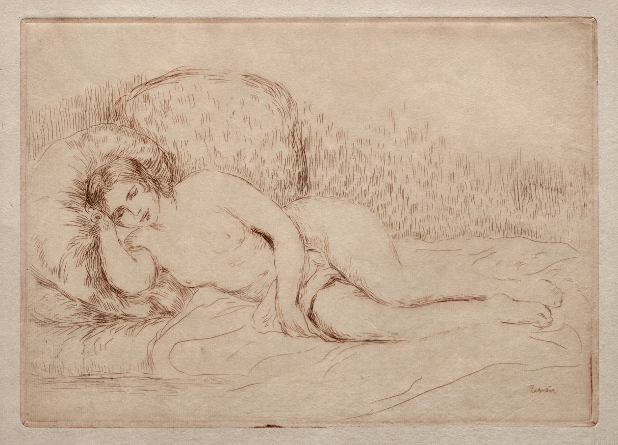 Naakte vrouw liggend, 1906 door Pierre Auguste Renoir