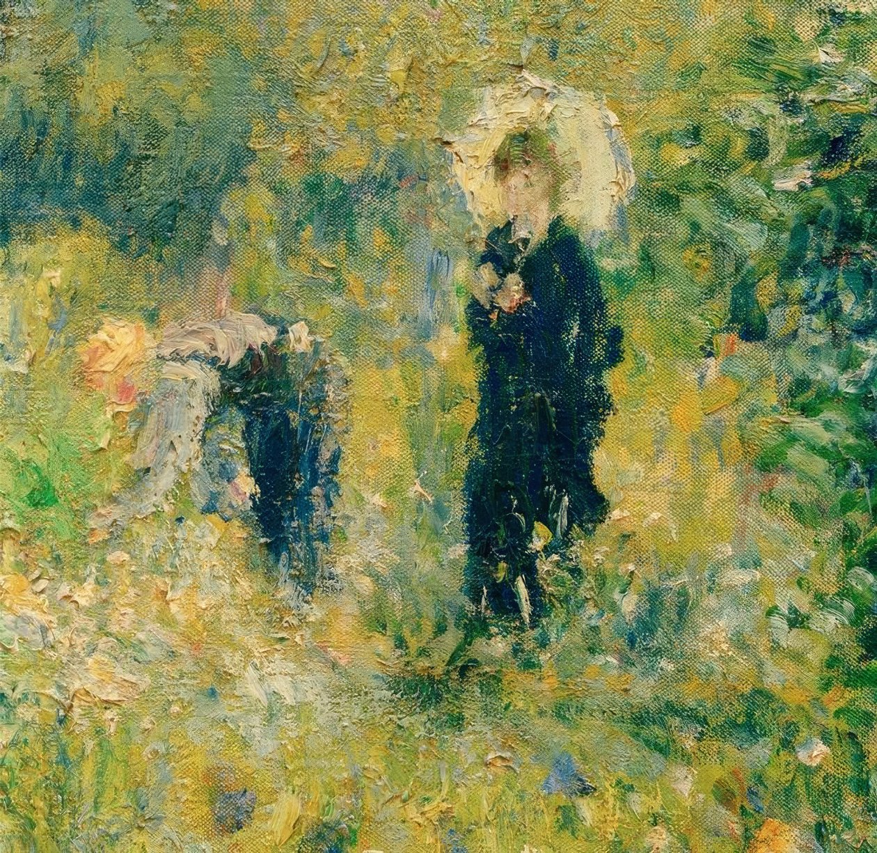Vrouw met parasol in een tuin door Pierre Auguste Renoir