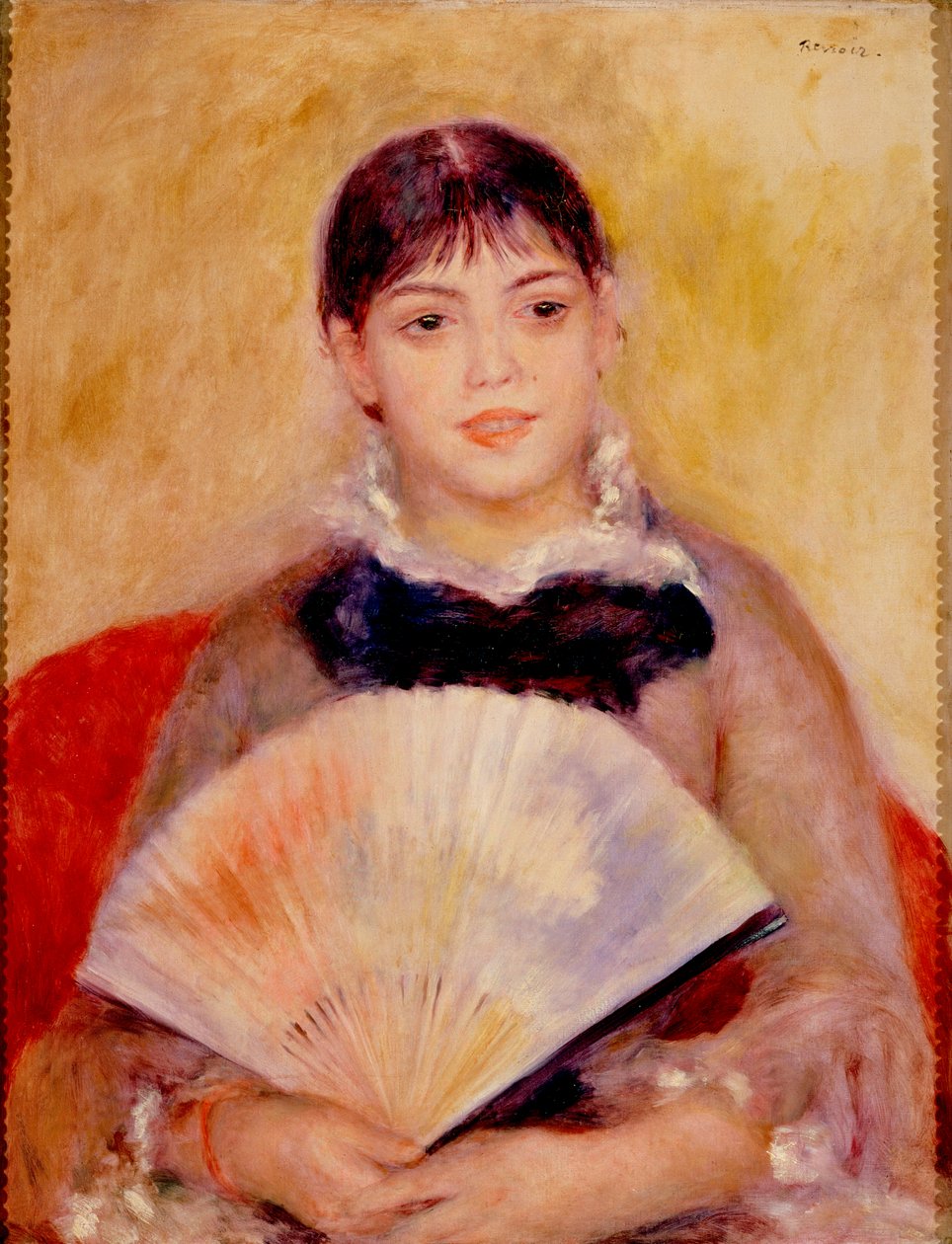 Meisje met een waaier door Pierre Auguste Renoir