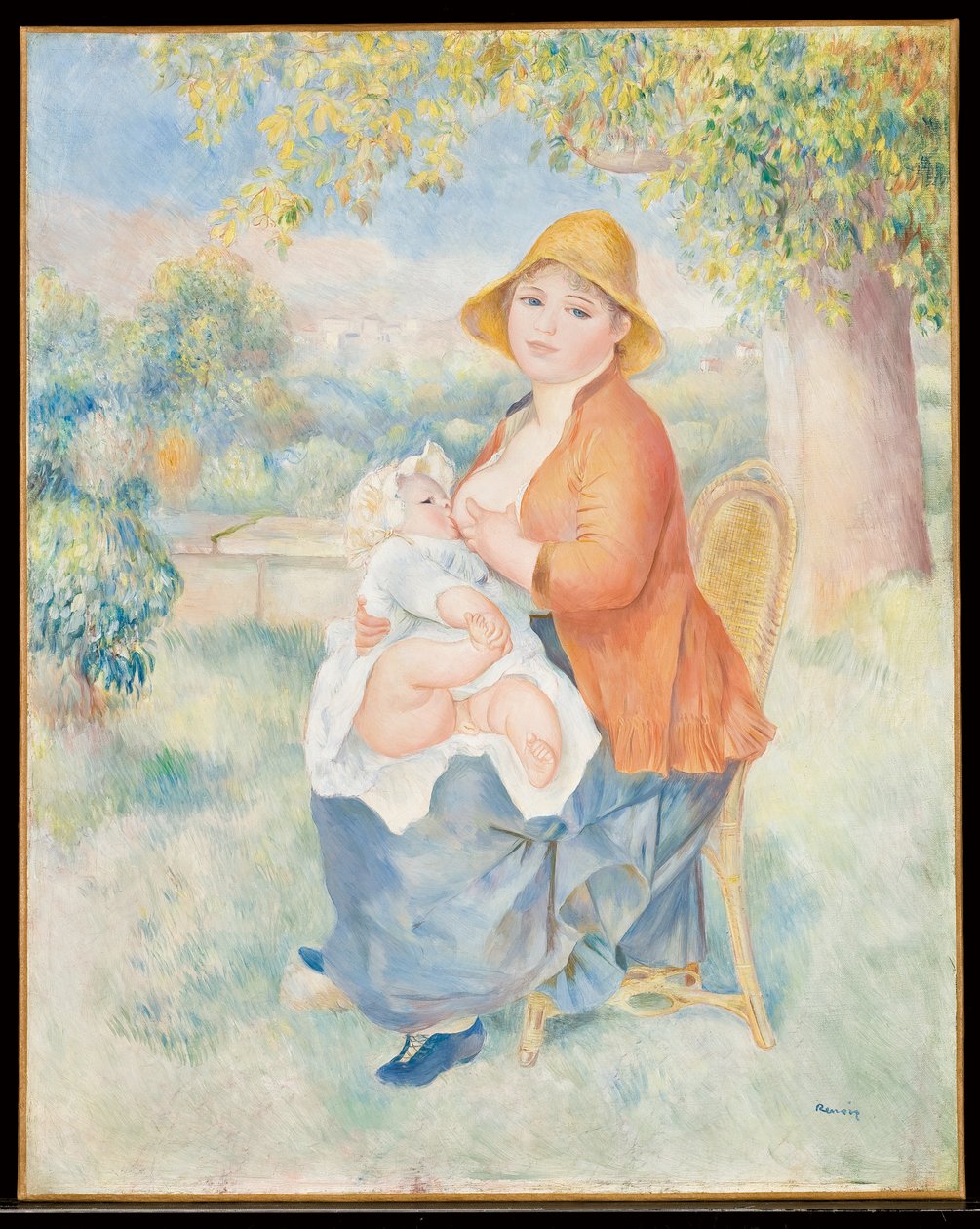 Het kind aan de borst door Pierre Auguste Renoir