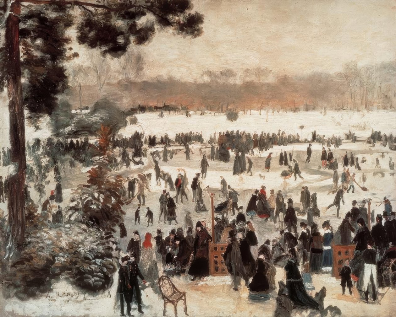 Schaatsen in Longchamps door Pierre Auguste Renoir