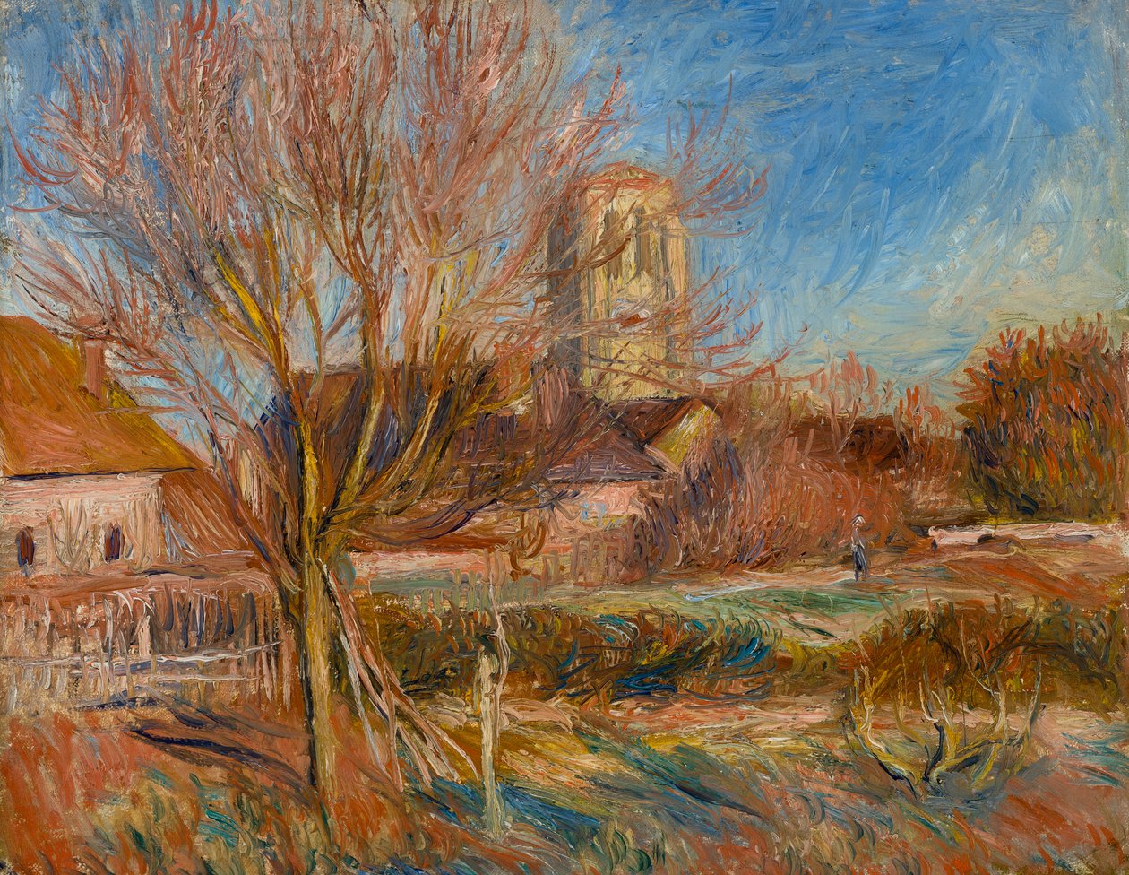 De kerk van Essoyes, ca.1900 (olieverf op doek) door Pierre Auguste Renoir
