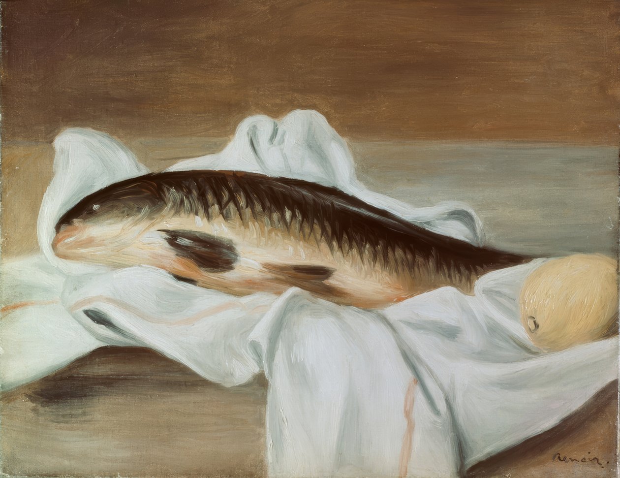 Stilleven met vis door Pierre Auguste Renoir