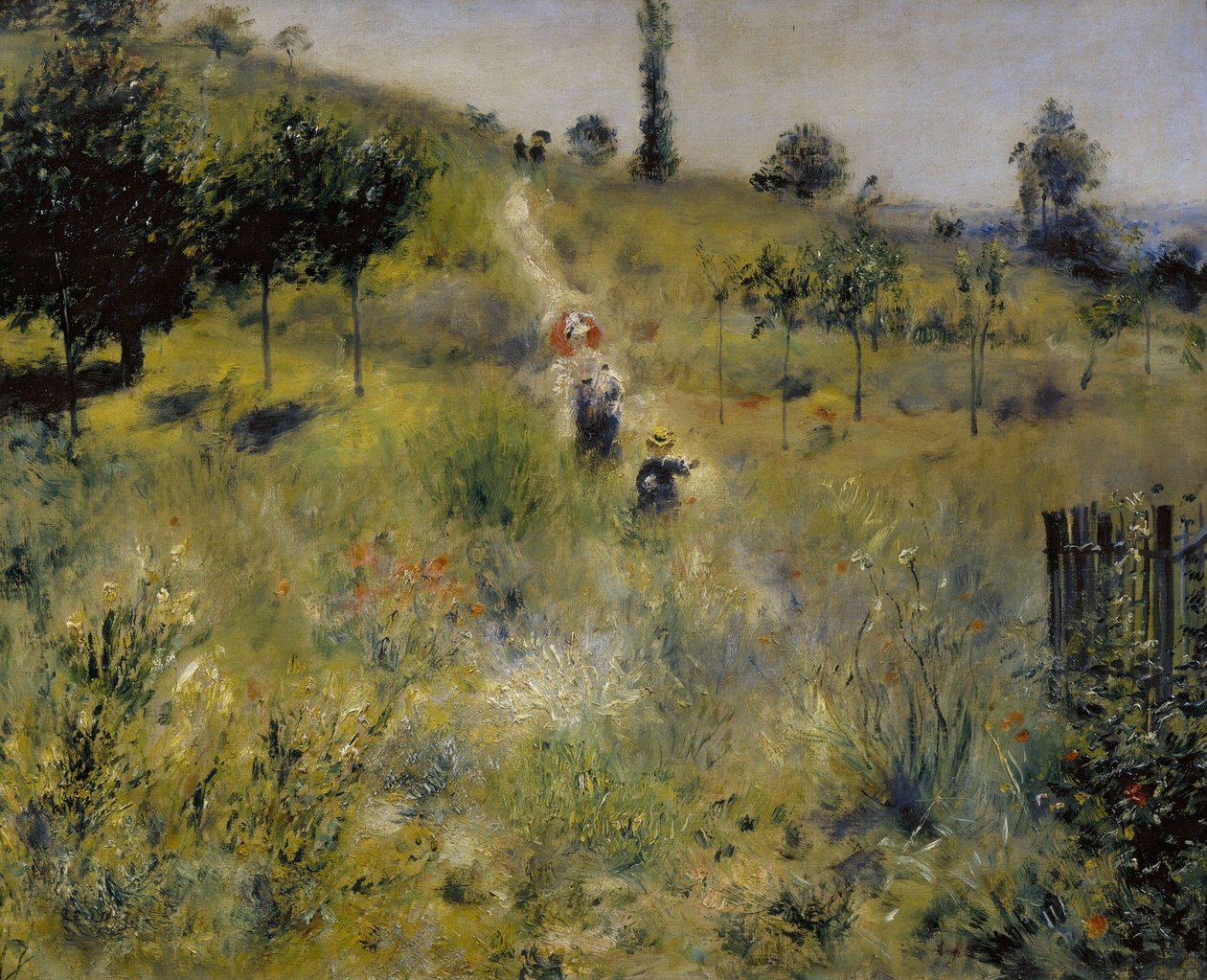 Pad door hoog gras door Pierre Auguste Renoir