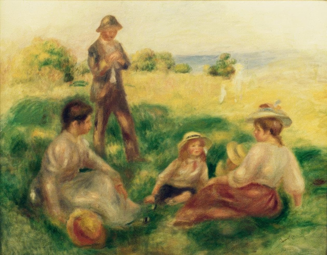 Landschap in Berneval met personages door Pierre Auguste Renoir