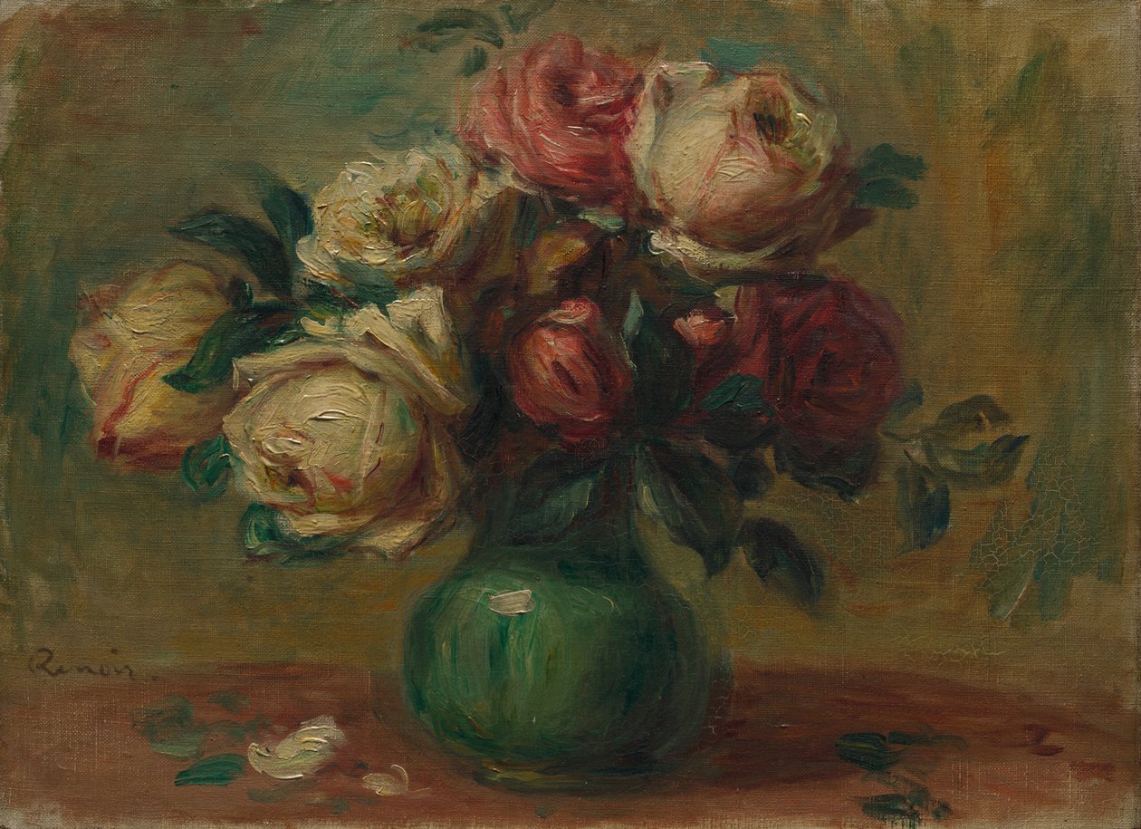 Rozen in een Vaas door Pierre Auguste Renoir