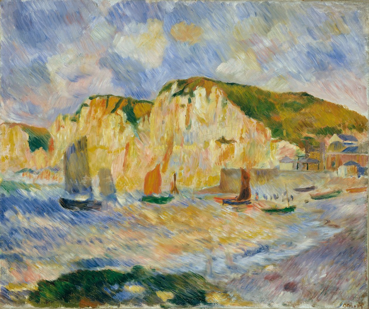 Zee en kliffen, ca. 1885 door Pierre Auguste Renoir