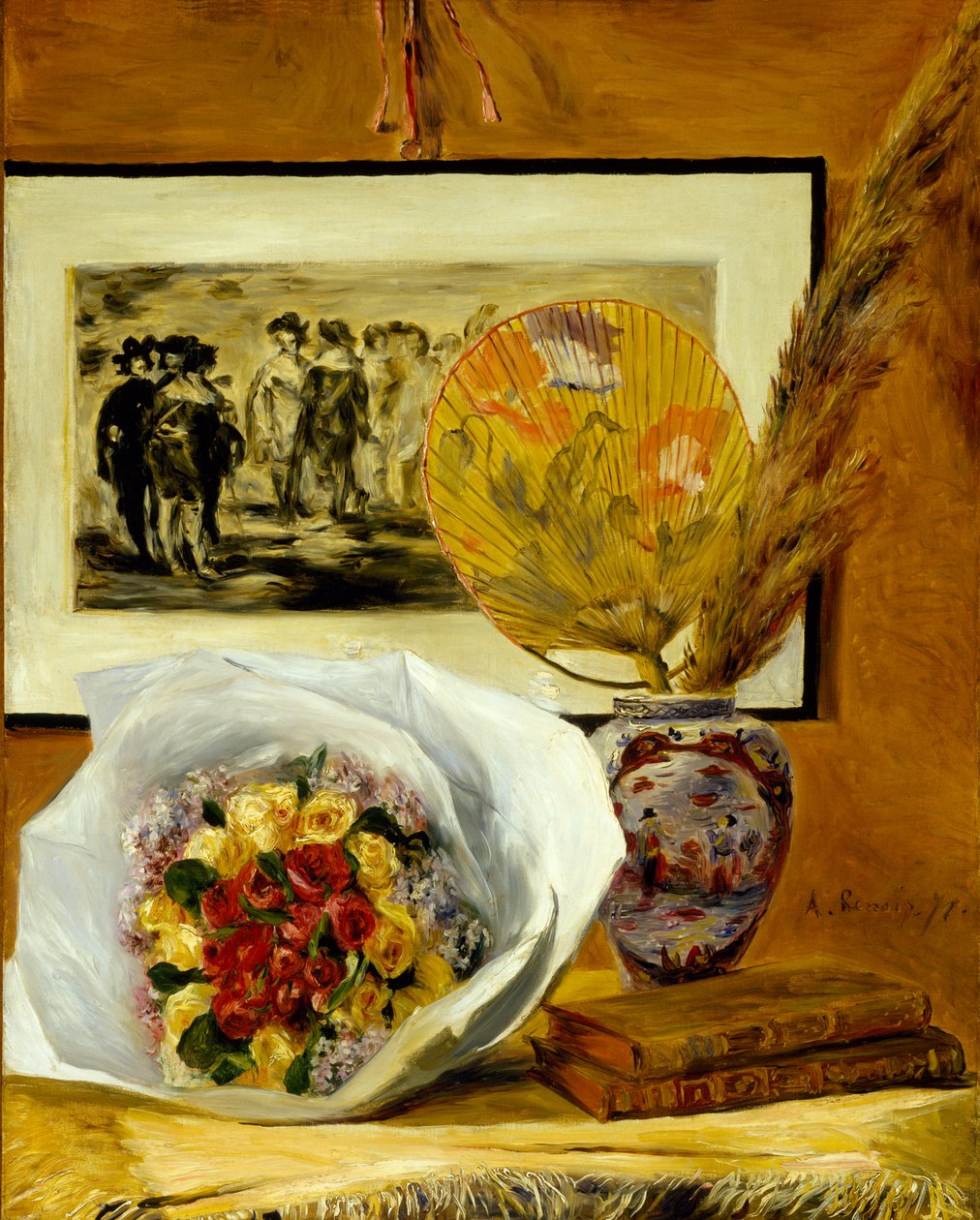 Stilleven met boeket door Pierre Auguste Renoir