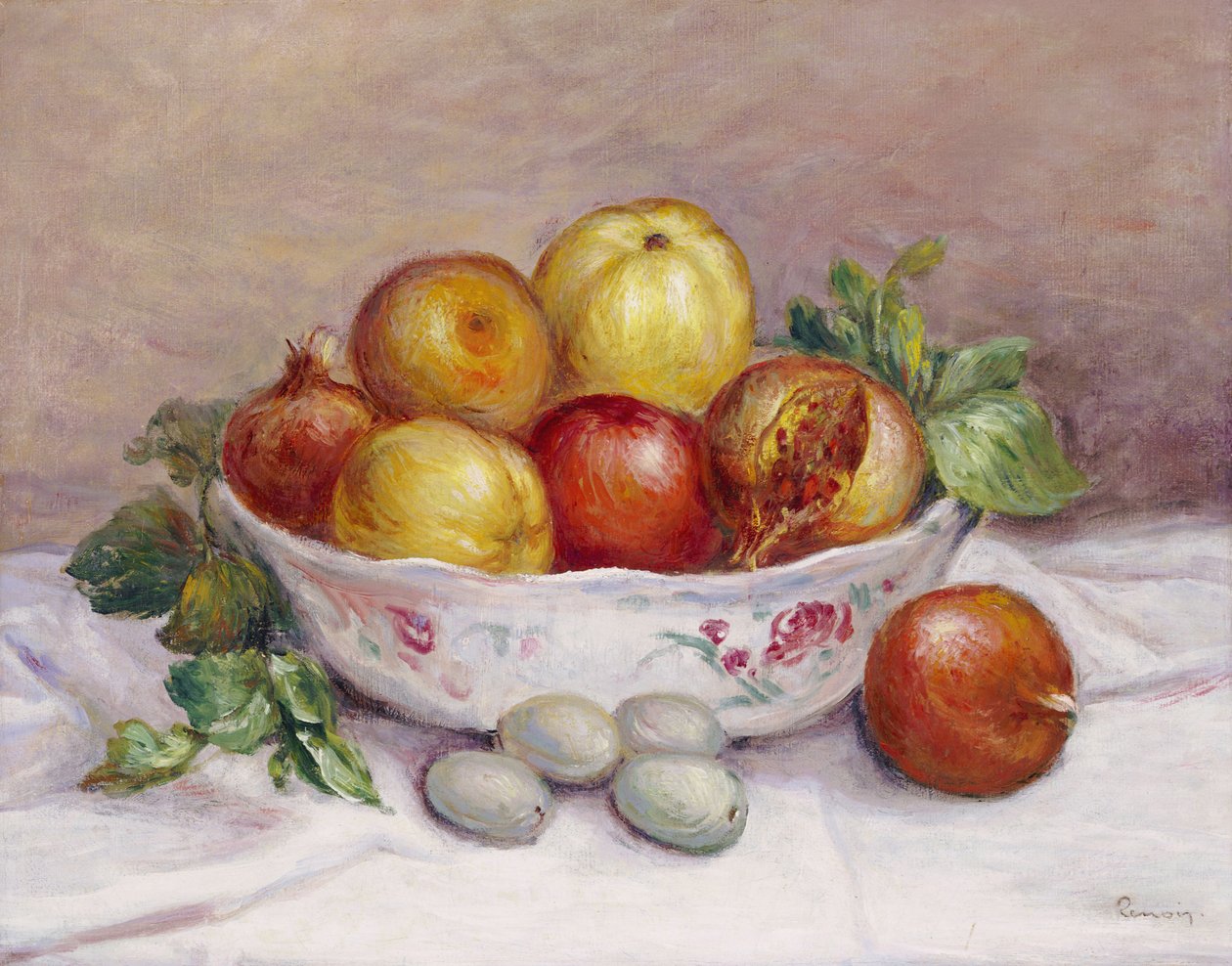 Stilleven met een granaatappel door Pierre Auguste Renoir