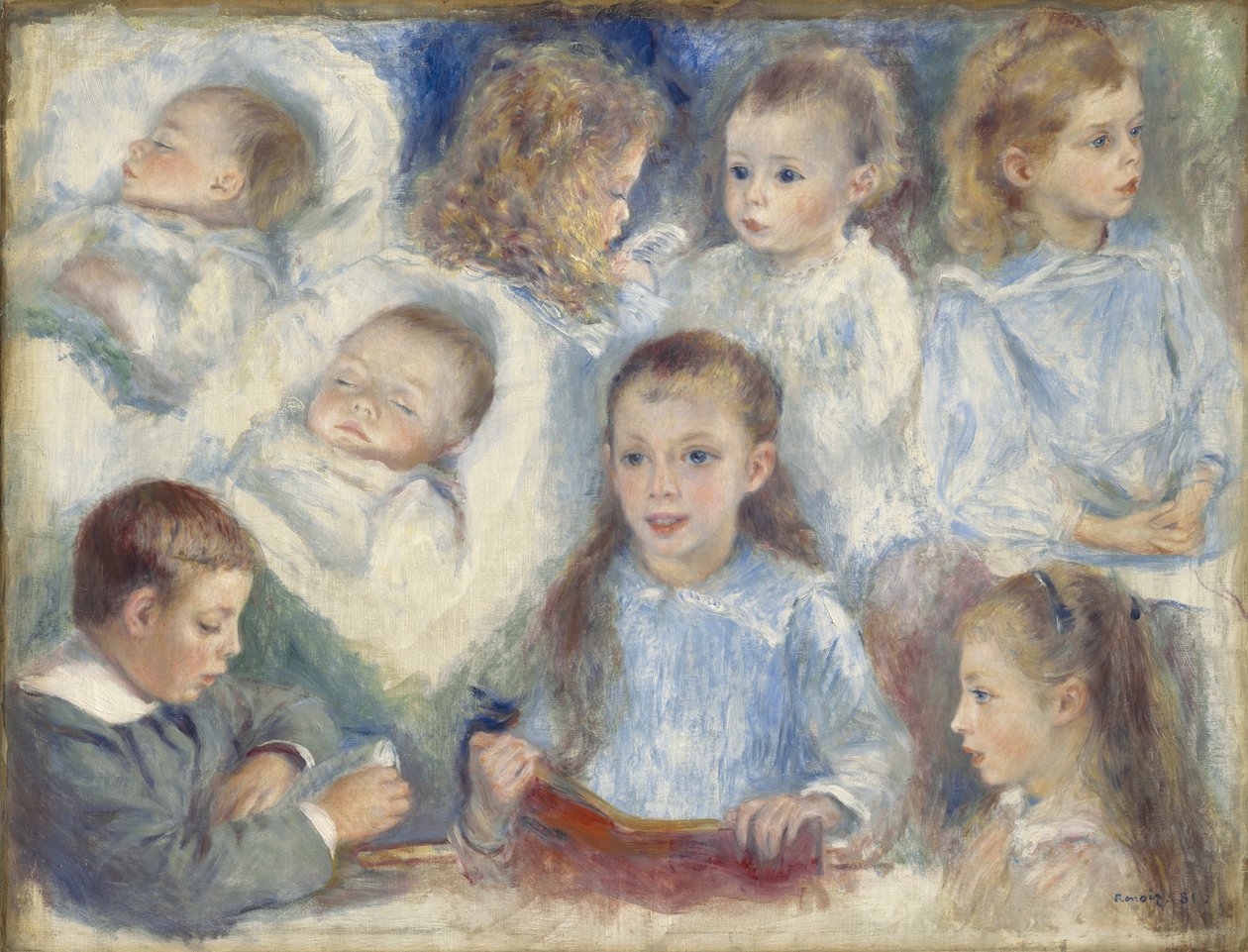 Studies van hoofden door Pierre Auguste Renoir