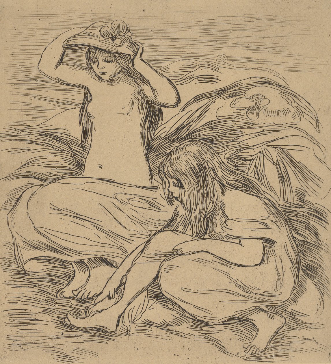 Twee baders, 1895 door Pierre Auguste Renoir